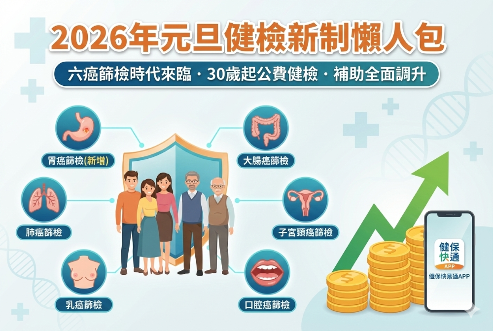 2026元旦健檢新制一次看懂！六癌篩檢上路、公費健檢年齡下修、補助金額全面調升